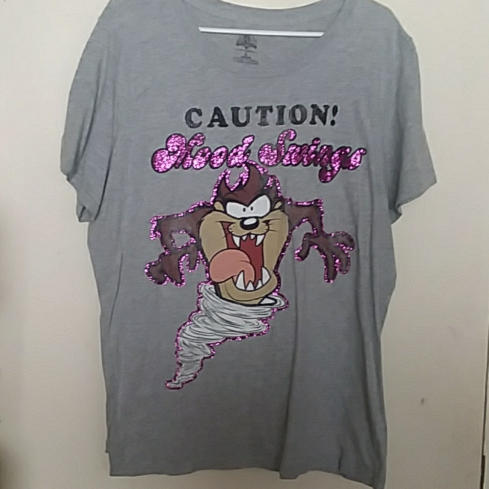 Womens taz shirt caution mood swing 2x